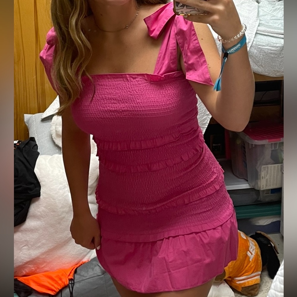 Pink summer ruffle dress